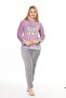 Women's Lilac soft soft high quality fabric embroidery detailed pajamas set - 3