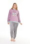 Women's Lilac soft soft high quality fabric embroidery detailed pajamas set - 2