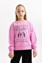 Girl's Printed Crew Neck Soft Fuzzy Thick Sweatshirt