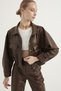 Women's Faux Leather Jacket with Pocket Detail - 2