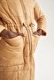 Water Repellent Stand Collar Quilted Pocket Belted Long Puffer Winter Jacket V4436az22sp - 7