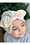 Luxury Velvet Women's Children's Stringed Knotted Adjustable Bow Hair Cap Scarf Cream - 2