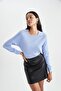 Relax Fit Crew Neck Cashmere Textured Extra Soft Sweater - 4