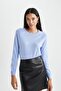 Relax Fit Crew Neck Cashmere Textured Extra Soft Sweater - 5