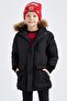 Boy's Water Repellent Hooded Fleece Lined Long Coat - 6