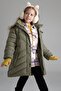 Girl's Hooded Faux Fur Lined Long Coat - 3