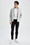 Slim Fit Stand Collar Coat - 5