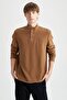 Regular Fit Half Turtleneck Selanik Fabric Sweatshirt - 4