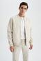 Regular Fit College Collar Bomber Jacket Faux Leather Coat