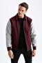 Oversize Fit Shirt Collar Stamp Bomber Coat - 3