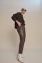 High Waist Faux Leather Trousers with Jogger Pockets