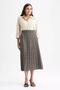 Traditional A-Line Patterned Crepe Maxi Pleated Chiffon Skirt - 3