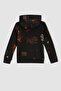 Boy's Hooded Patterned Sweatshirt - 8