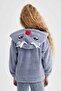Girl's Hooded Plush Cardigan with Soft Fuzzy Inside - 5