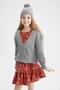 Girl's Regular Fit V-Neck Knitwear Cardigan