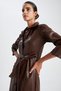 Shirt Collar Faux Leather Long Sleeve Mini Dress Z0097az22au - 8