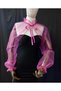 Amy Evening Dress Tulle Shawl Neck Collar Fuchsia - 3