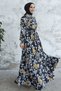 Bianka Embroidery Floral Chiffon Dress - Black - 4