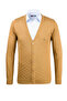 Men's V-Neck Knitwear Mustard Cardigan Buttoned Patterned Steel Knit Regular Fit - 4835m