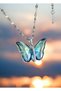 Butterfly Necklace 316l Stainless Steel Zircon Stone Sparkling Butterfly Necklace - 2