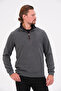 Zippered Regular Fit Suede Detailed Long Sleeve Men's Thessaloniki Sweatshirt