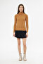 Women's Brown Green Long Sleeve Turtleneck Knitwear Sweater - 7