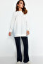 Ekru Oversize Dokuma Parçalı Örme Tunik TCTSS23UK00092 - 2