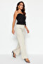 Bej Wide Leg/Geniş Paça Yüksek Bel Dokuma Kumaş Pantolon TWOSS23PL00314 - 6