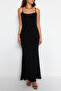 Siyah Fitted/Vücuda Oturan Askılı Maxi Esnek Örme Kalem Elbise TWOSS23EL02435 - 6