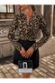 Women's Long Sleeve Double Breasted Collar Crepe Mini Length Dress - 6