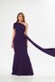 FLEXIBLE CREPE FABRIC PURPLE COLOR EVENING DRESS WITH ONE SHOULDER DETAILED GL-684 582108 - 2