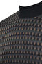 Men's Half Turtleneck Knitwear Black Sweater Patterned Steel Knit Classic Fit - 4802B - 4