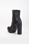 Lilla Shoes Women's Platform Thick Heeled Faux Leather Boots - 5