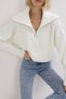 Swc Women's Turn-Down Collar Zippered Knitwear Cardigan