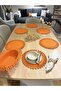 Orange Galaxy Modern Jute Plate and Bread Bowl set of 7