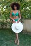 Women's Supported Bow Bottom Top Green Bikini Set 35008 - 3