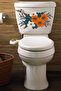 Orange White Wild Flowers - Toilet Seat Sticker, Bathroom Styili Ech119