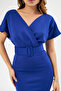 FLEXIBLE SCUBA FABRIC BLUE COLOR DOUBLE-BREASTED COLLAR BELT EVENING DRESS GL-686 582099 - 5