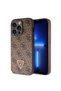 iPhone 14 Pro Max Compatible Case Guess Licensed Pu Leather with Rhinestone Triangle Logo 4g Pattern Brown - 2
