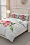 Cotton Satin Double Duvet Cover Set with Elastic Sheets New Floral - 3