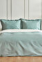 Cool Touch Stripe Double Duvet Cover Set Green
