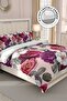 Cotton Satin Double Duvet Cover Set with Elastic Sheets Flower Dream