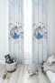 BABY AND KIDS ROOM Girl Sitting on the Moon Patterned Blue Motif 2 Wing Background Curtain