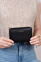 2804 Genuine Real Leather Snap Fastener Zippered Women's Wallet Flother Black - 6