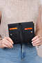2804 Genuine Real Leather Snap Fastener Zippered Women's Wallet Flother Black - 7