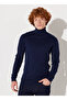 Turtleneck Regular Fit Navy Blue Men's Sweater L83Ckfhy Turtleneck Knitwear - 2