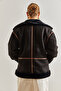 Women's Black Ribbed Laminated Long Coat 60051014 - 4