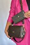 Medium Size Sports Model Multi-Compartment Women's Cross Shoulder Bag with 2 Straps 2174 BROWN COMBINATION