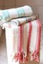 100% Cotton Peshtemal, Colored Striped Washed Bath Towel, Beach Towel 90x180 cm Black - 3