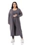 Large Size Ribbed Crop Body Tights Cardigan Triple Dark Gray Set - 4